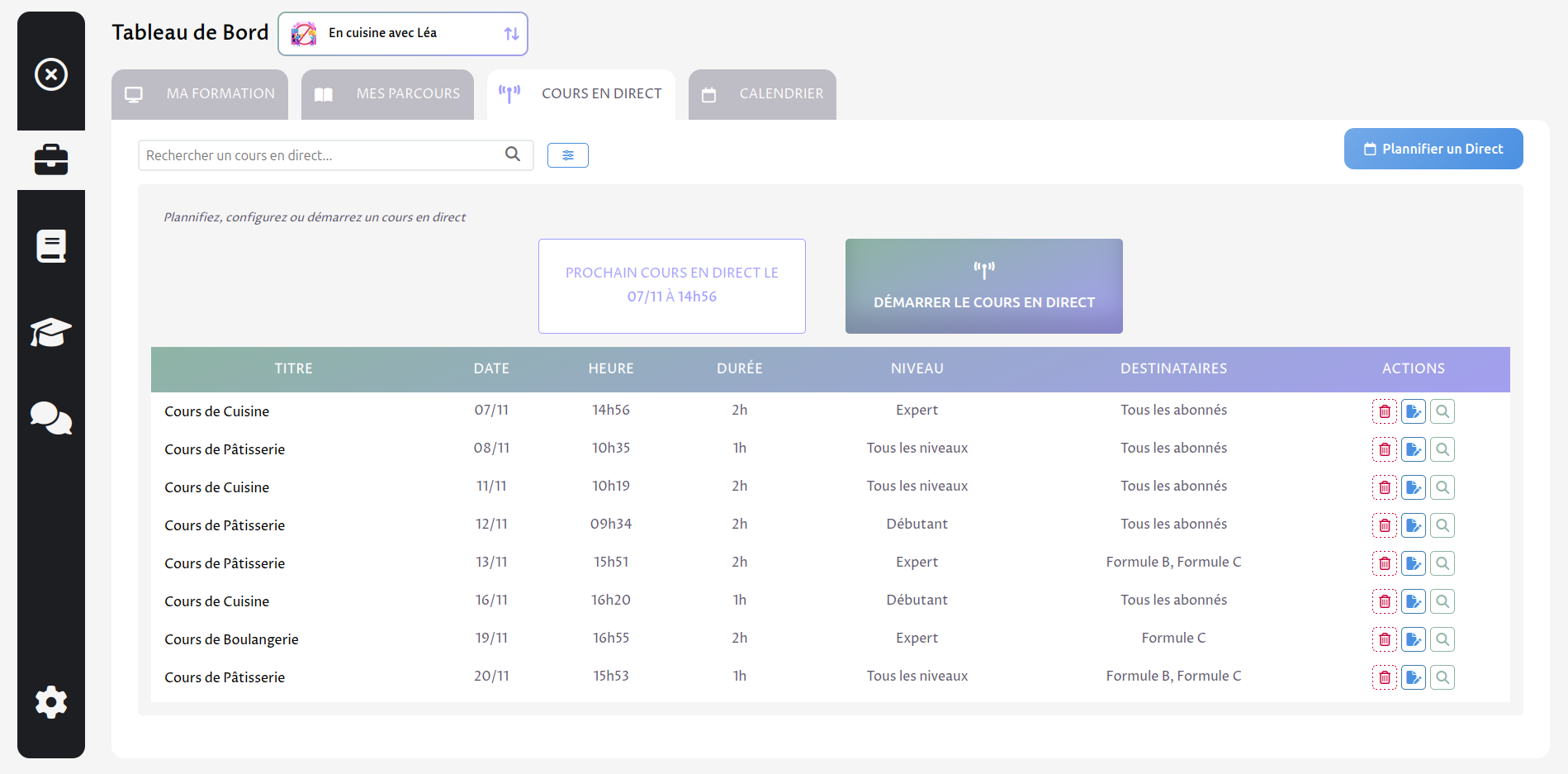 screenoshot from the forum feature showing messages